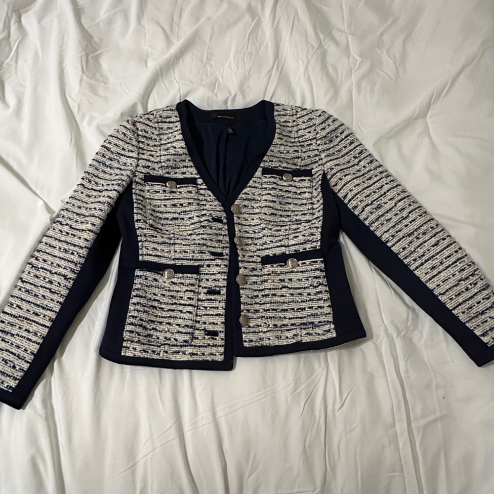 White House Black Market Navy and Cream Blazer